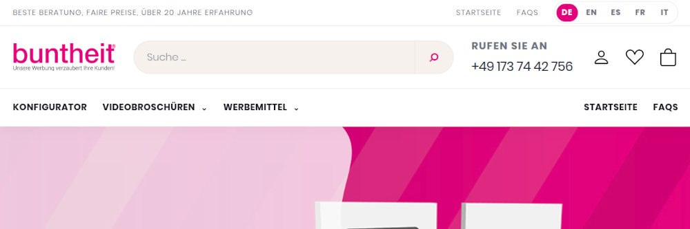 Buntheit Shop Produktkonfigurator